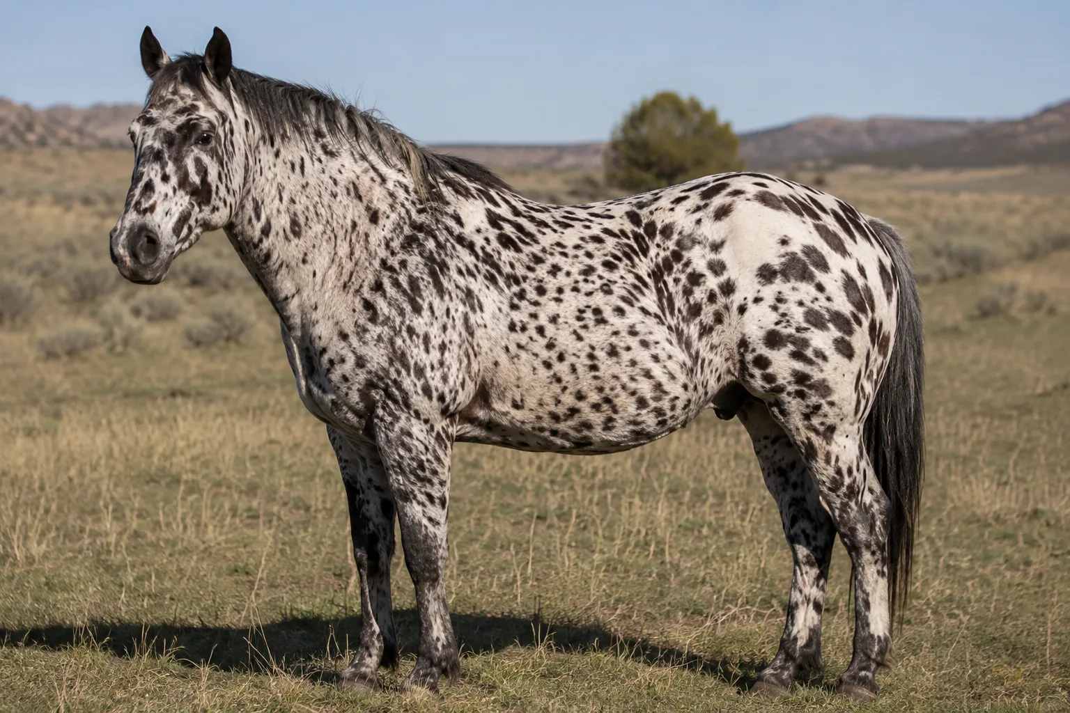 American Saddlebred with a shiny black coat, with a long mane and full tail, typical of the breed.