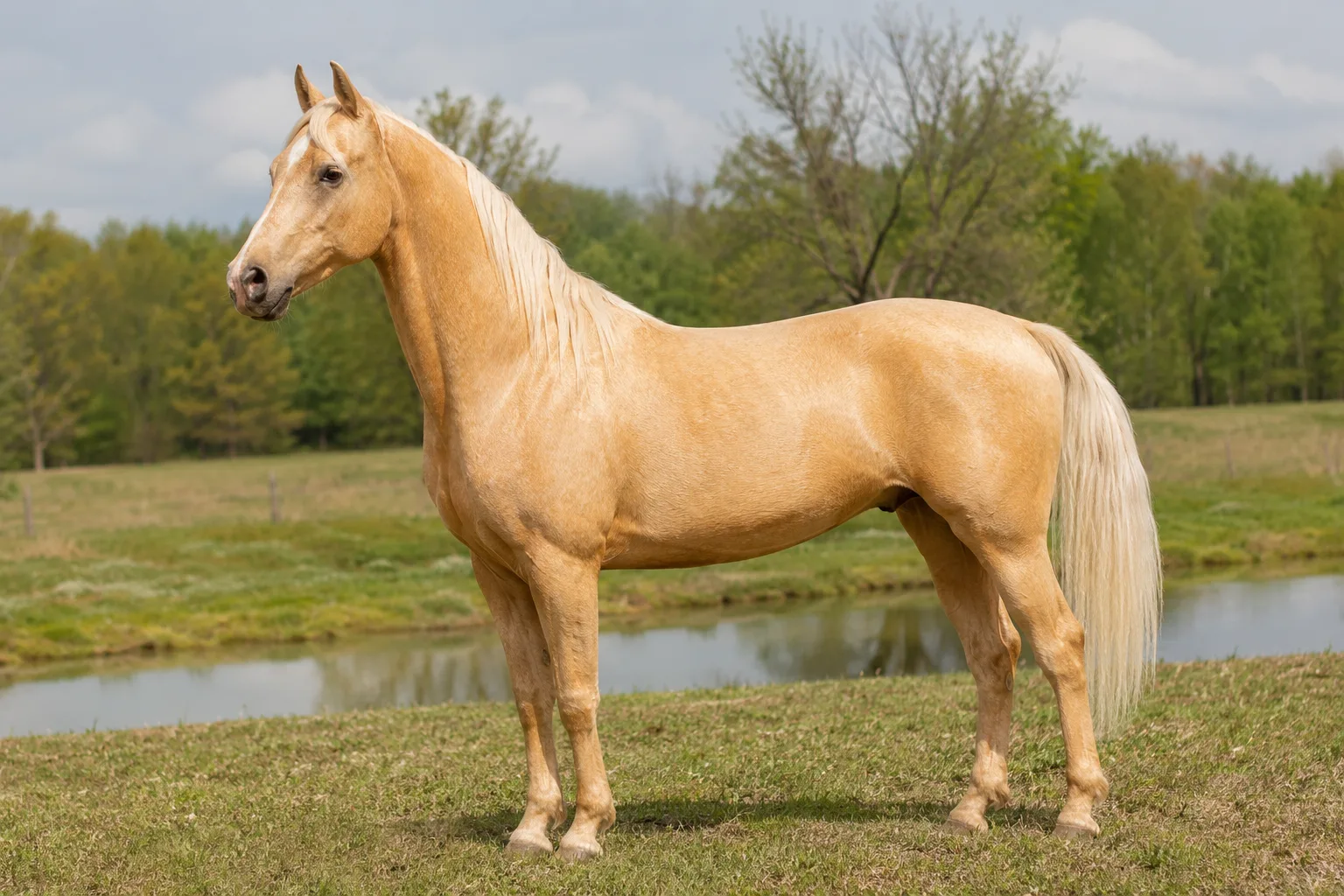 Black-coated Andravida horse, close-up on its robust limbs and hooves.