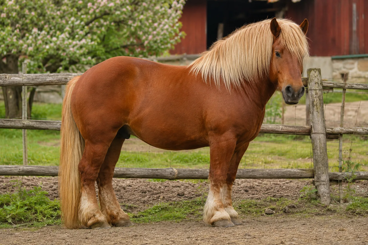 Pinto Assateague pony (white and brown), showing the details of its coat and the robustness of its limbs and hooves.