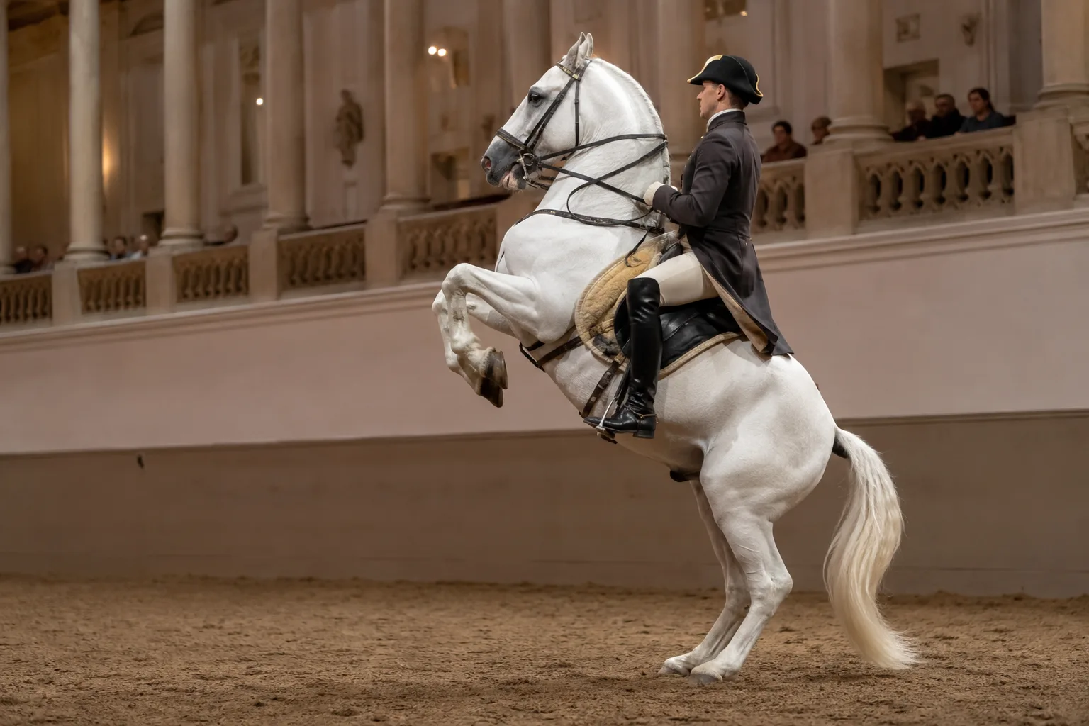 Cheval Criollo en pleine action avec un gaucho, travaillant le bétail dans un ranch