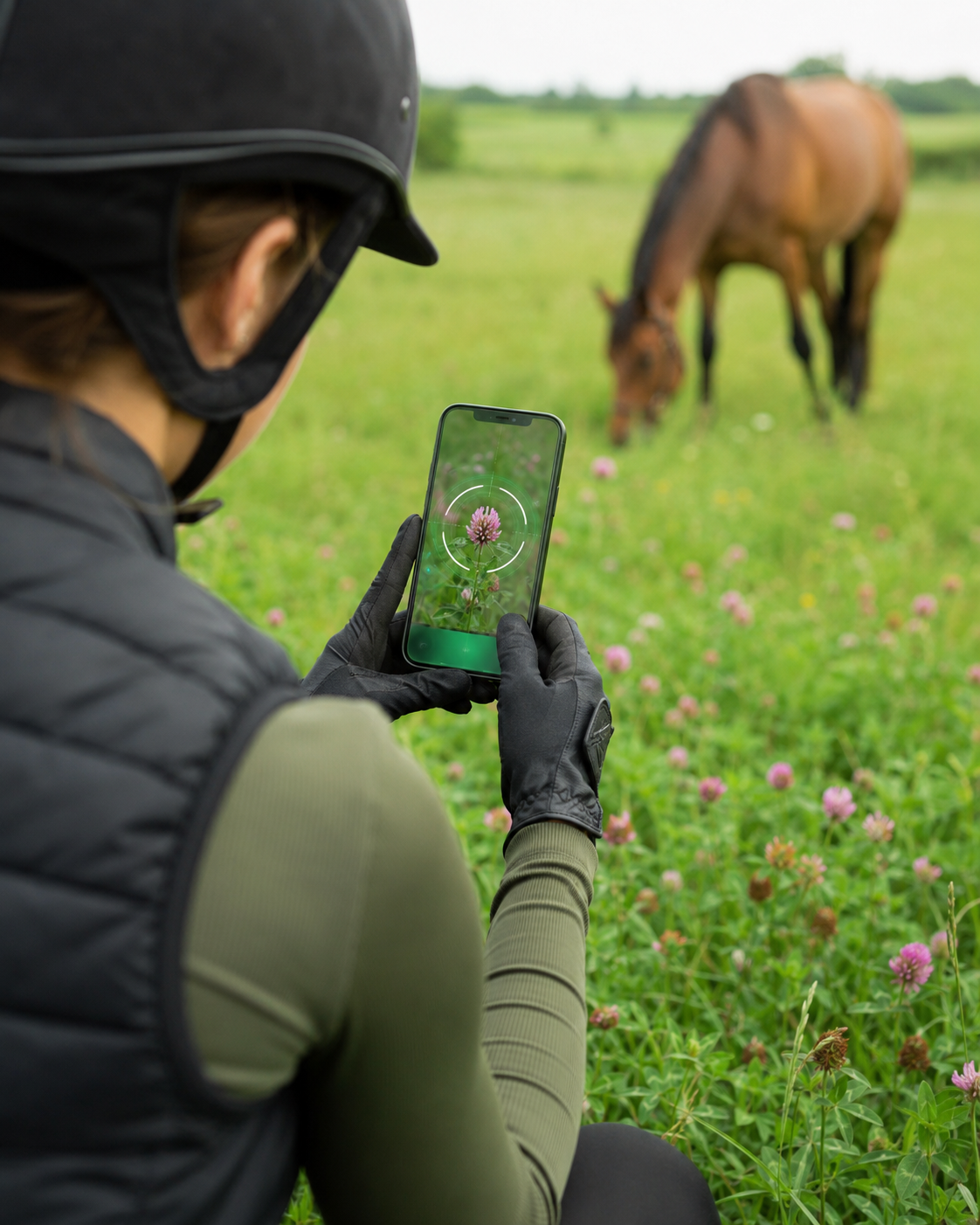 Plantes et profils sensibles : reconnaissance de plante toxique au pré, observation du contexte de pâture et gestion des risques. Application mobile Equio pour identifier les plantes toxiques au cheval.