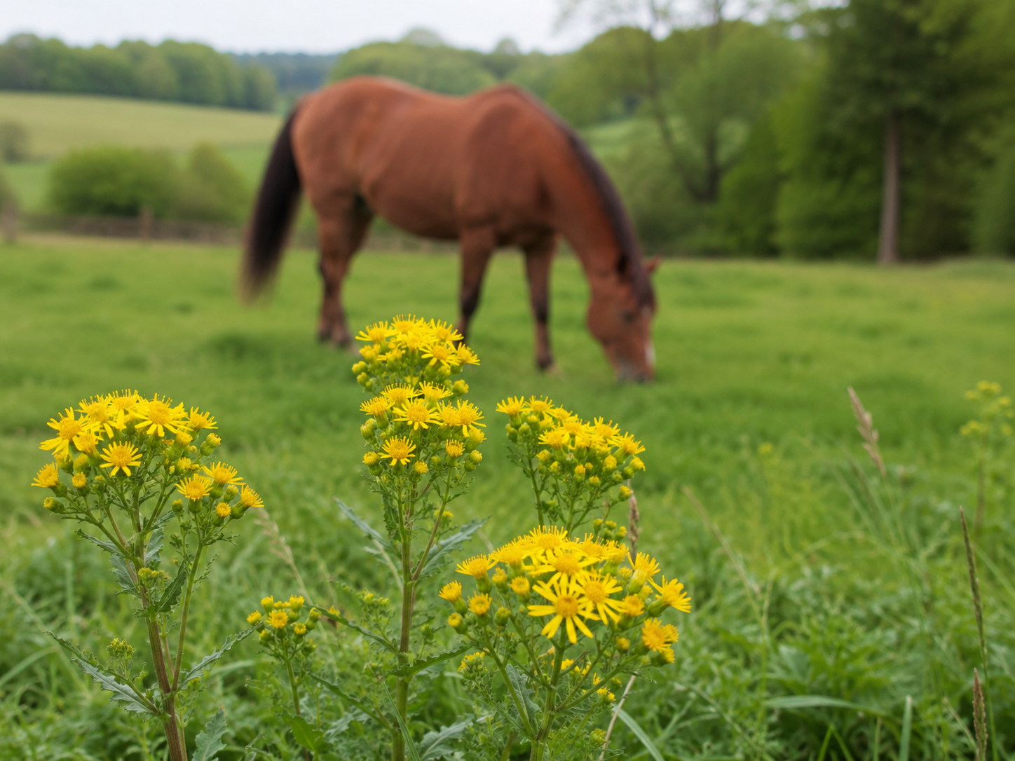 Glaïeul : reconnaissance de plante toxique au pré, observation du contexte de pâture et gestion des risques. Application mobile Equio pour identifier les plantes toxiques au cheval.