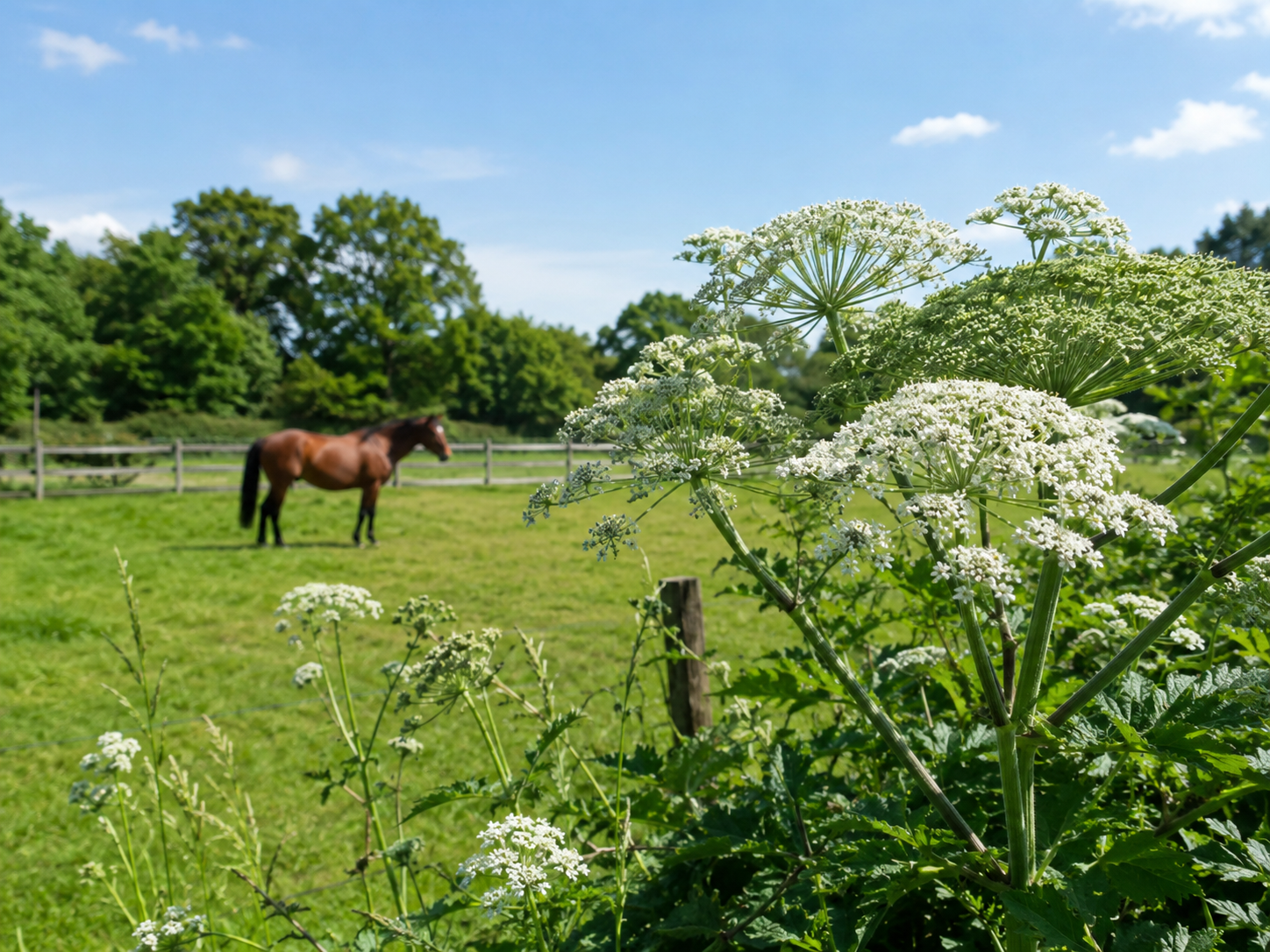 Gaillet gratteron : reconnaissance de plante toxique au pré, observation du contexte de pâture et gestion des risques. Application mobile Equio pour identifier les plantes toxiques au cheval.