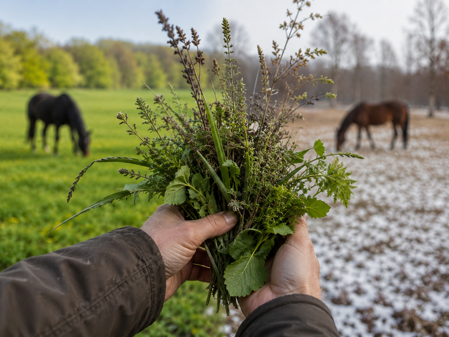 Oenanthe safranée : reconnaissance de plante toxique au pré, observation du contexte de pâture et gestion des risques. Application mobile Equio pour identifier les plantes toxiques au cheval.